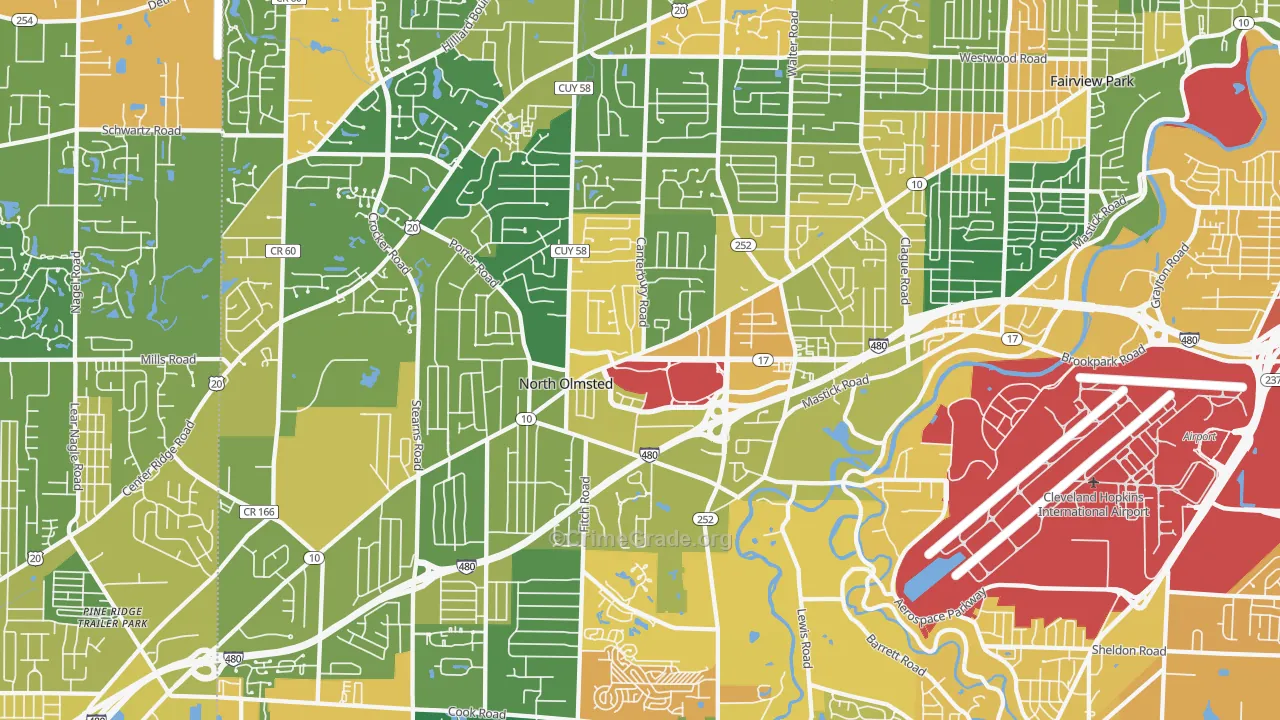 North Olmsted, OH Map of Vandalism Rates