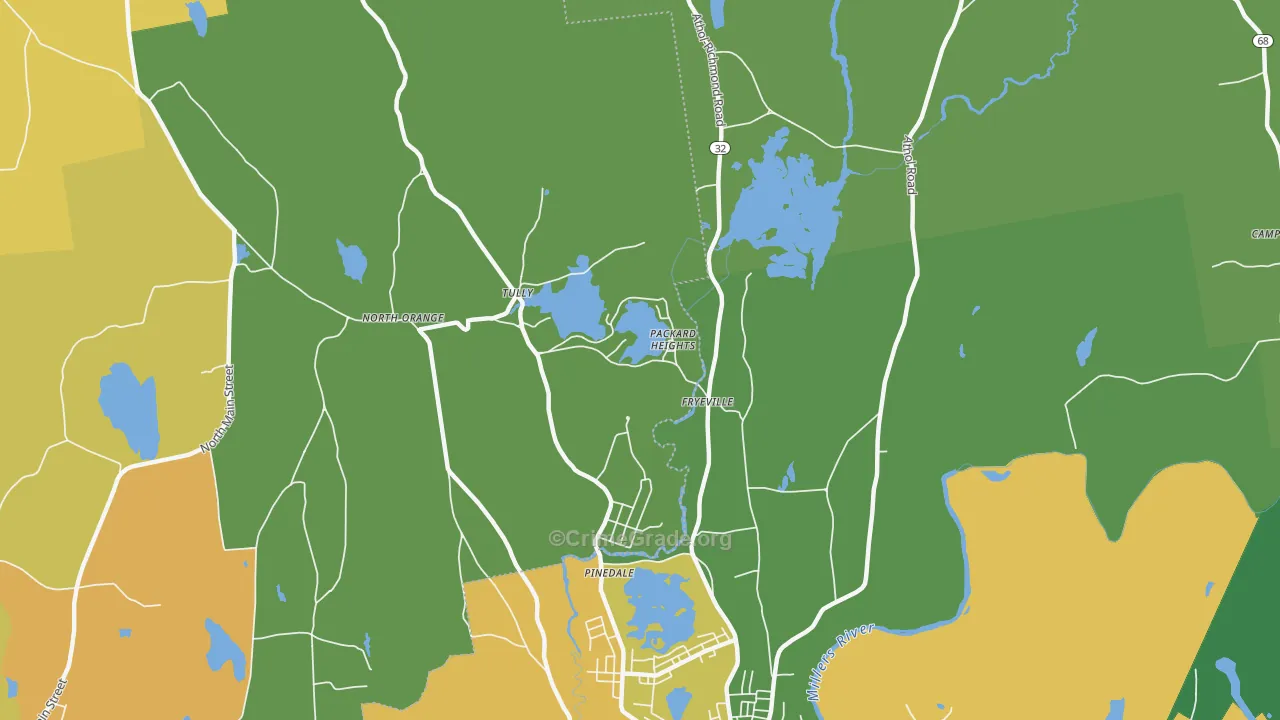 North Orange, MA Map of Vandalism Rates
