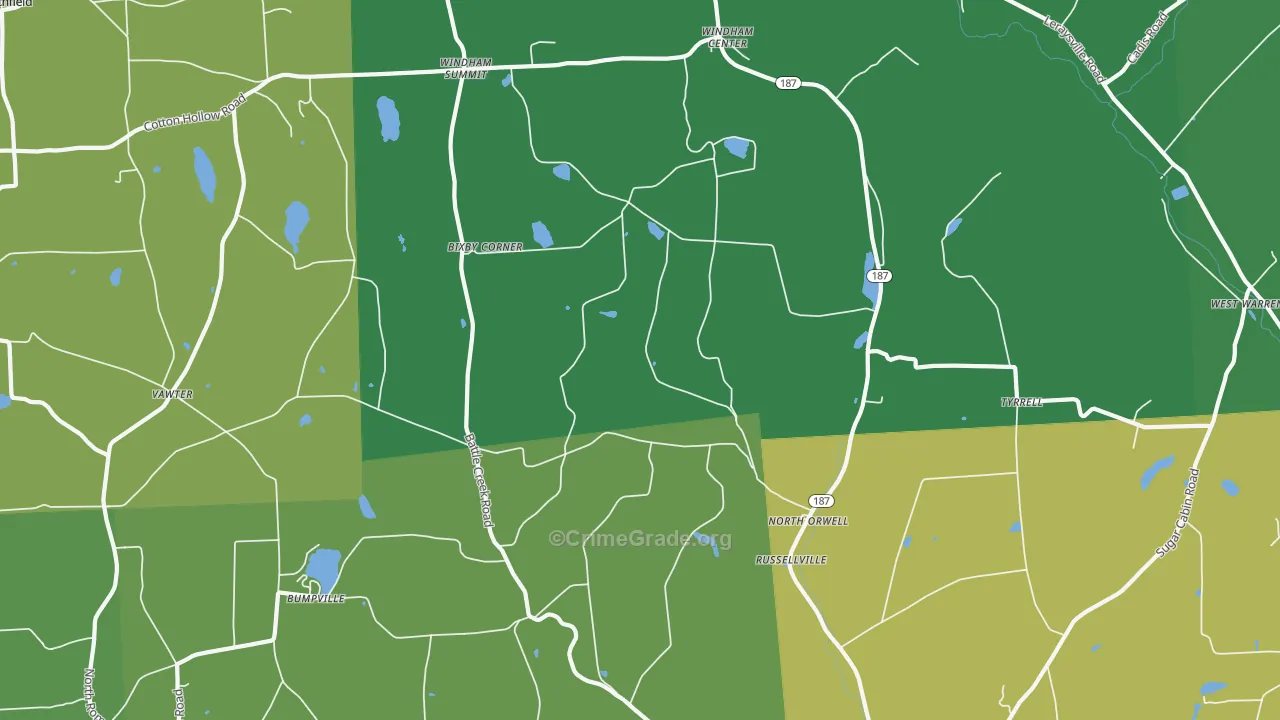 North Orwell, PA Map of Vandalism Rates