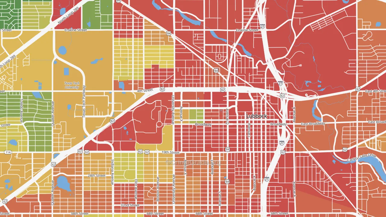 North Overton, Lubbock, TX Map of Vandalism Rates