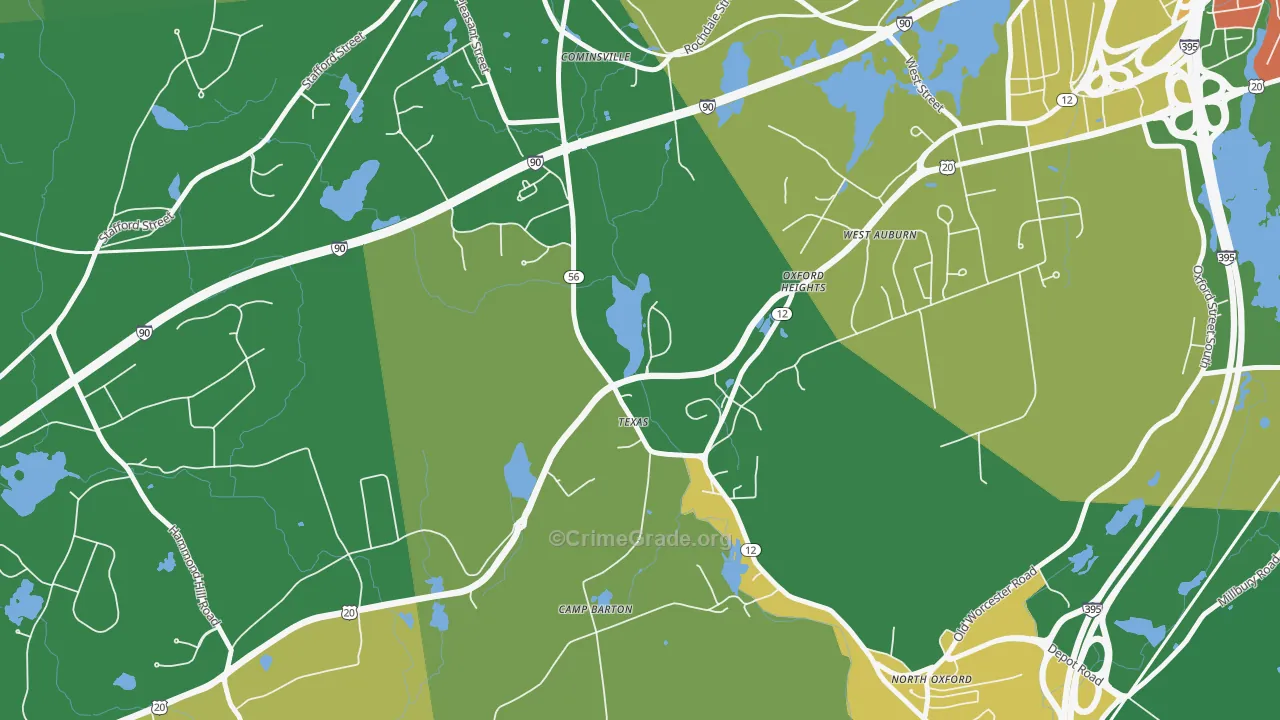 North Oxford, MA Map of Vandalism Rates