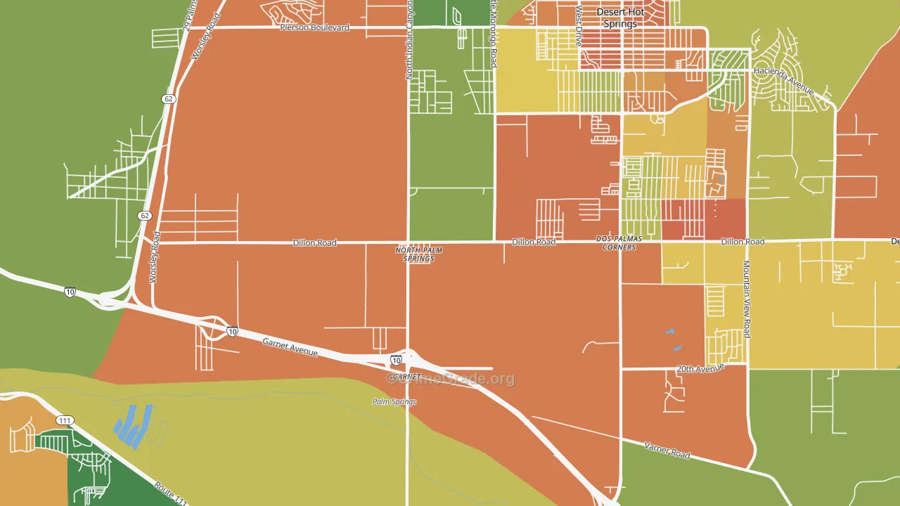 North Palm Springs, CA Map of Vandalism Rates