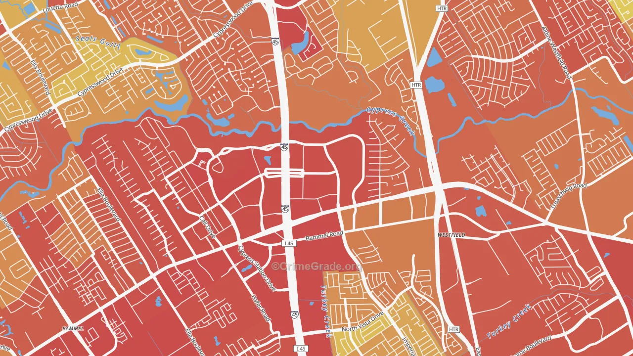North Park Forest, Houston, TX Map of Vandalism Rates