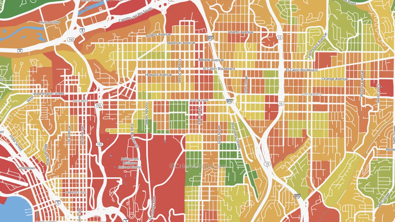 North Park San Diego, San Diego, CA Map of Vandalism Rates
