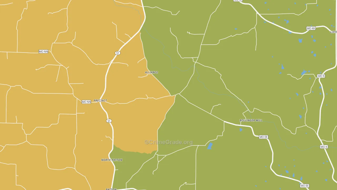 North Patton, MO Map of Vandalism Rates