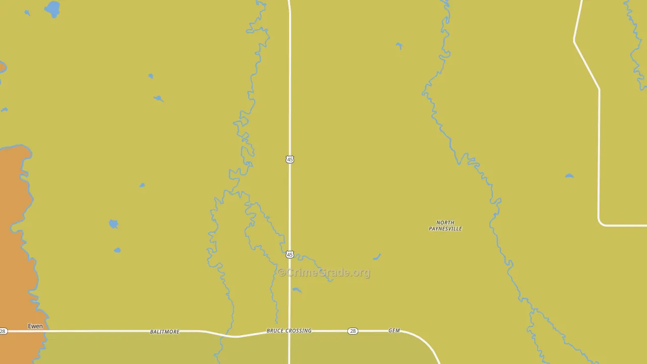 North Paynesville, MI Map of Vandalism Rates