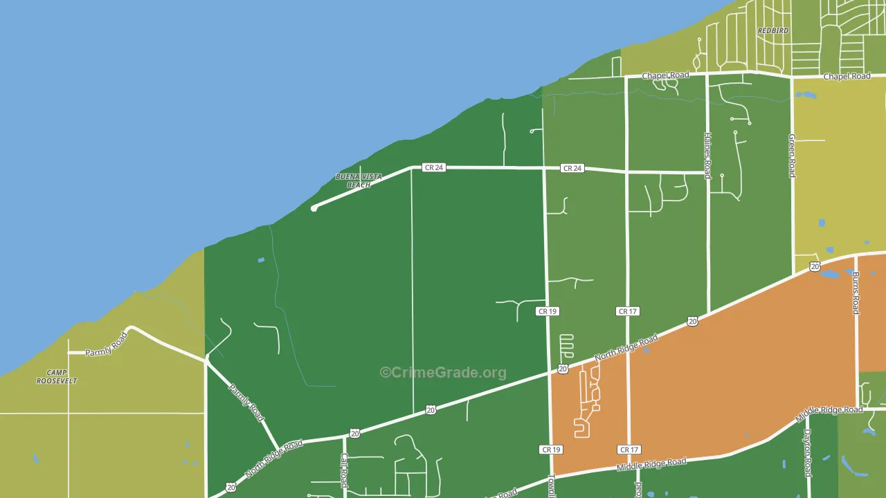North Perry, OH Map of Vandalism Rates