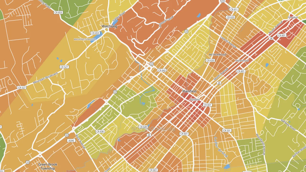 North Plainfield, NJ Map of Vandalism Rates