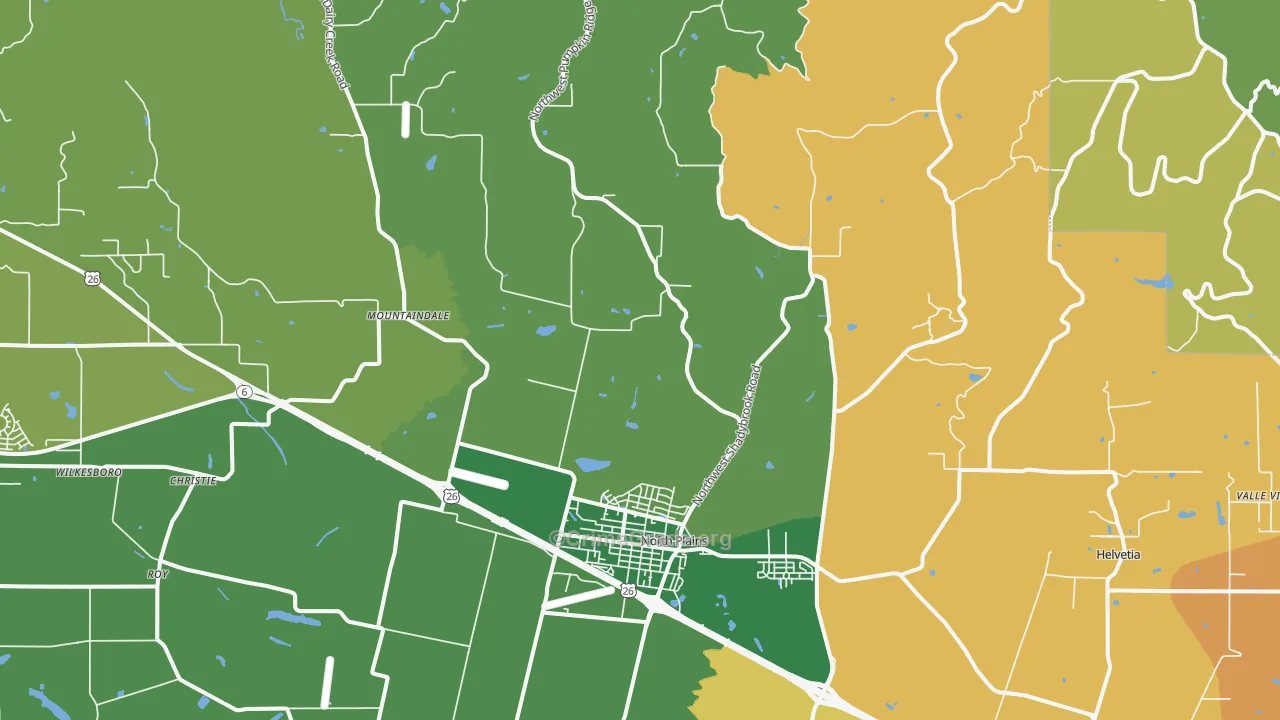 North Plains, OR Map of Vandalism Rates