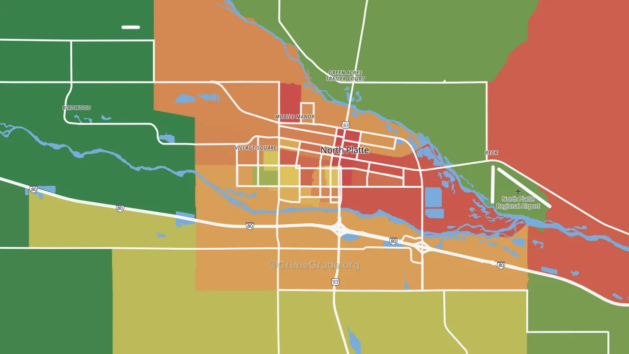 North Platte, NE Map of Vandalism Rates