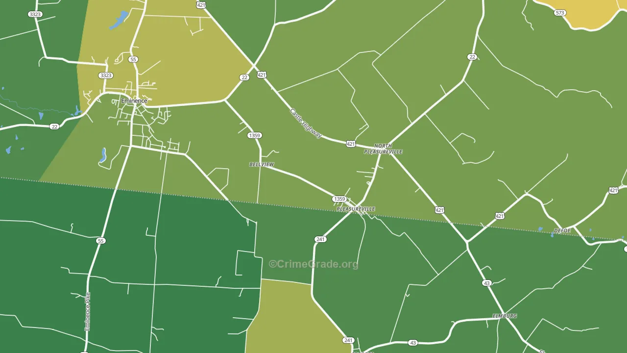 North Pleasureville, KY Map of Vandalism Rates