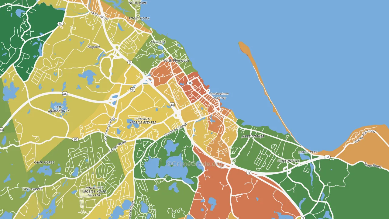 North Plymouth, Plymouth, MA Map of Vandalism Rates
