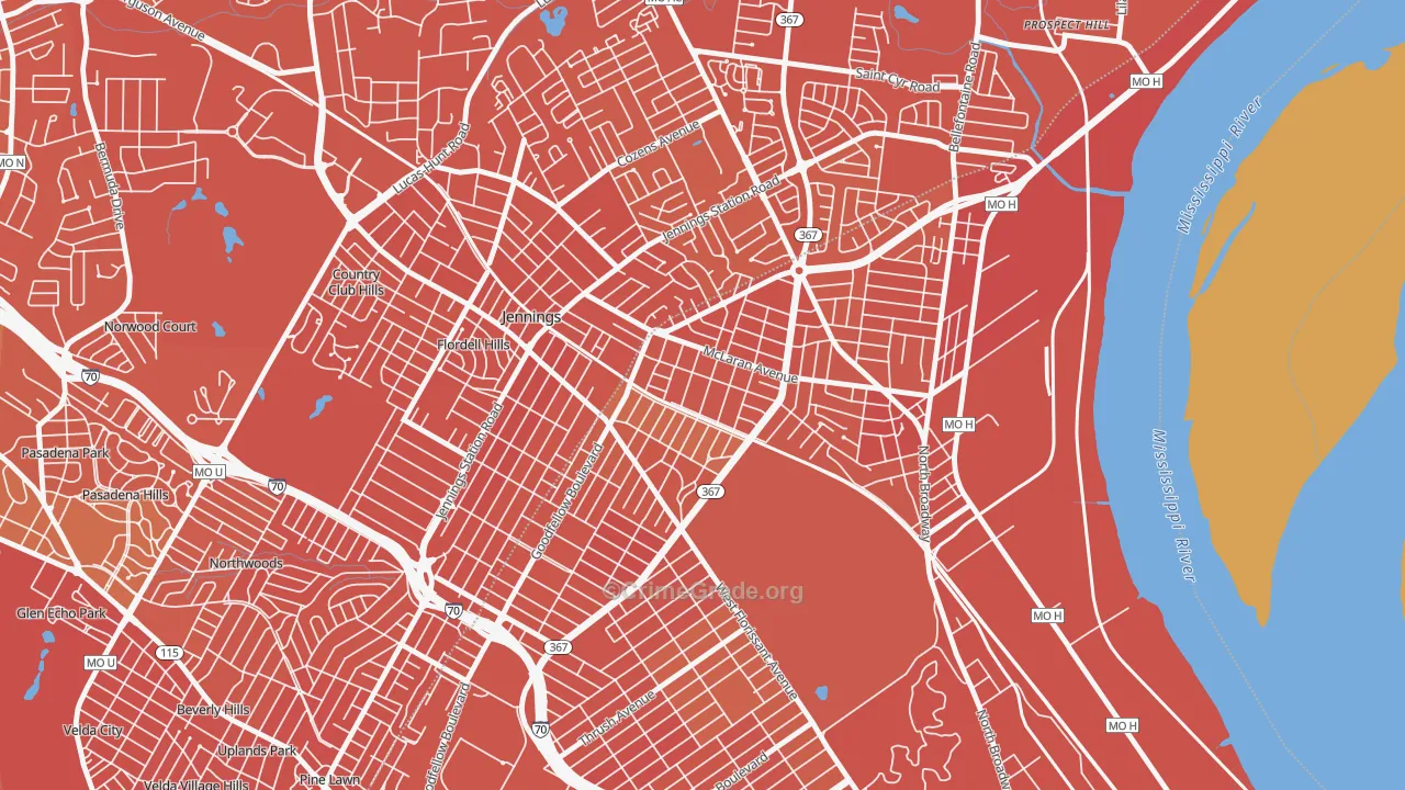 North Pointe, St. Louis, MO Map of Vandalism Rates