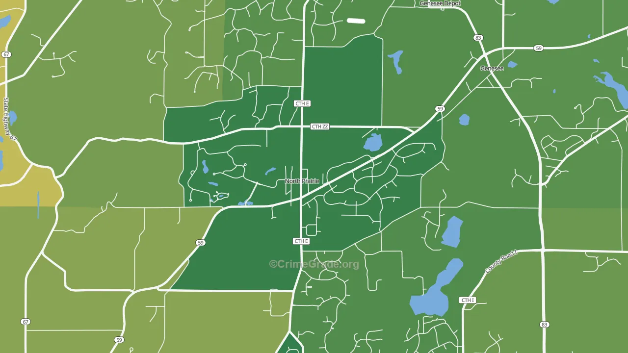 North Prairie, WI Map of Vandalism Rates