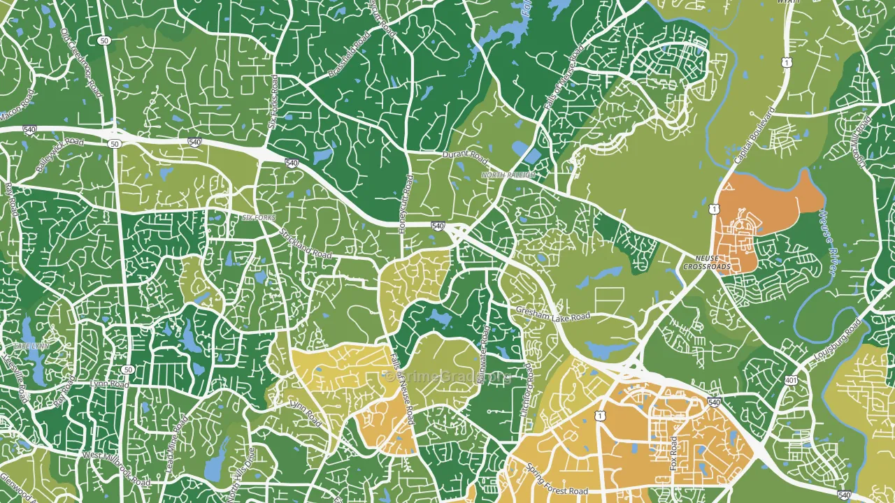 North, Raleigh, NC Map of Vandalism Rates