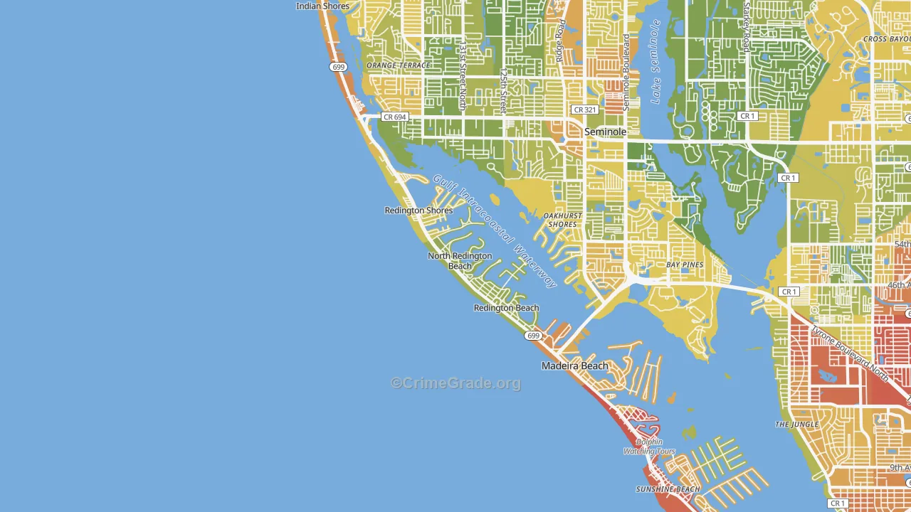 North Redington Beach, FL Map of Vandalism Rates