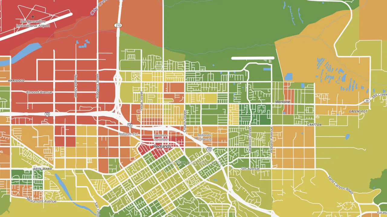 North Redlands, Redlands, CA Map of Vandalism Rates