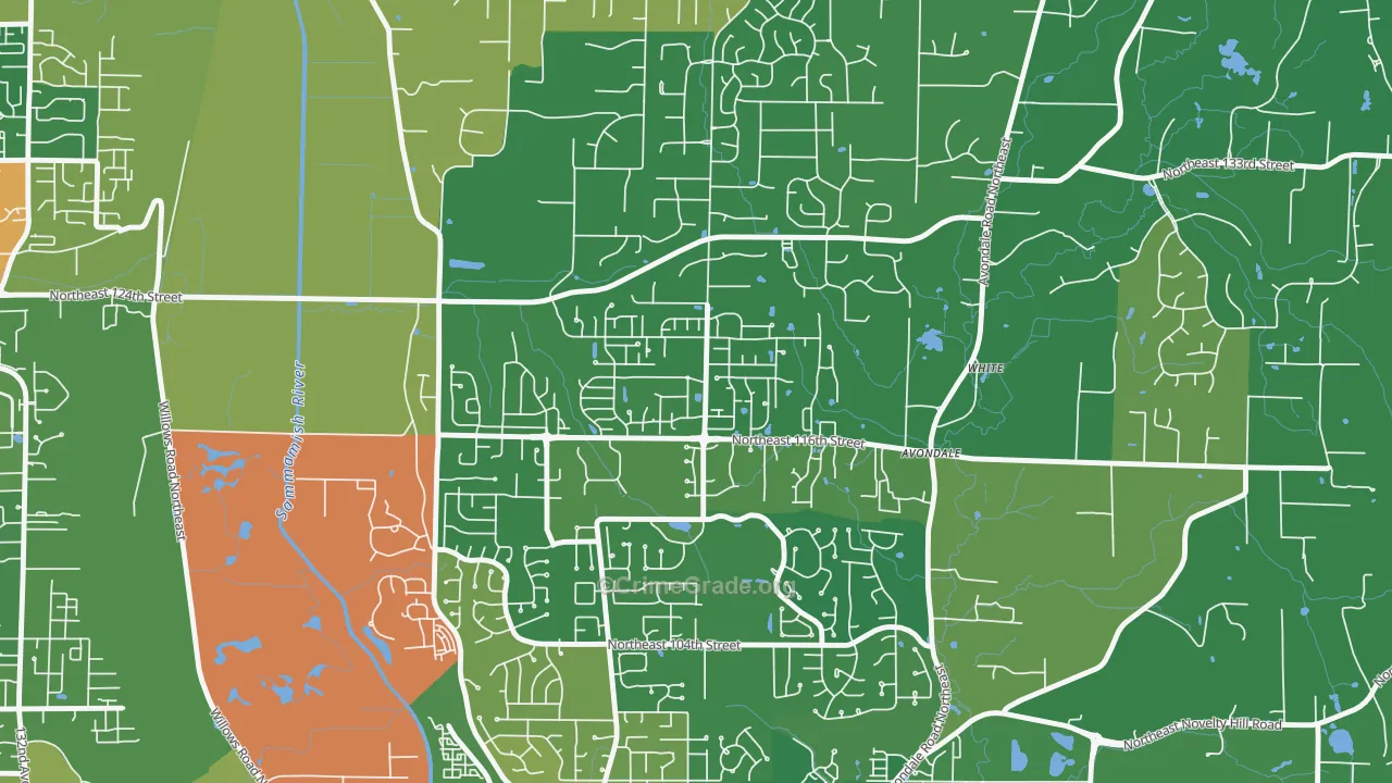 North Redmond, Redmond, WA Map of Vandalism Rates