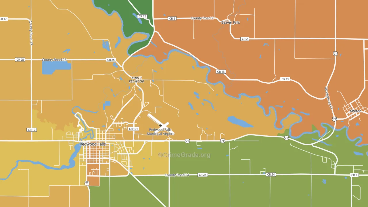North Redwood, MN Map of Vandalism Rates