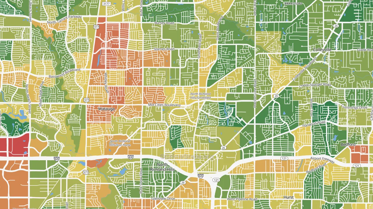 North Richland Hills, TX Map of Vandalism Rates