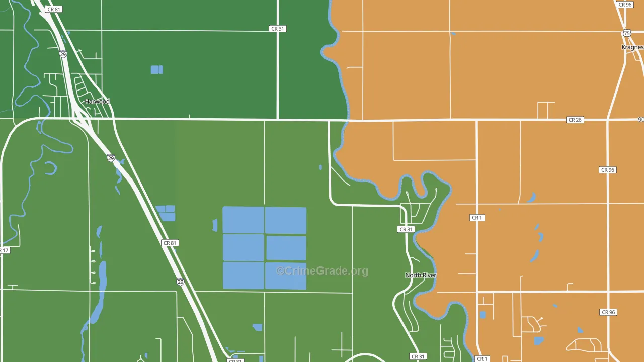 North River, ND Map of Vandalism Rates
