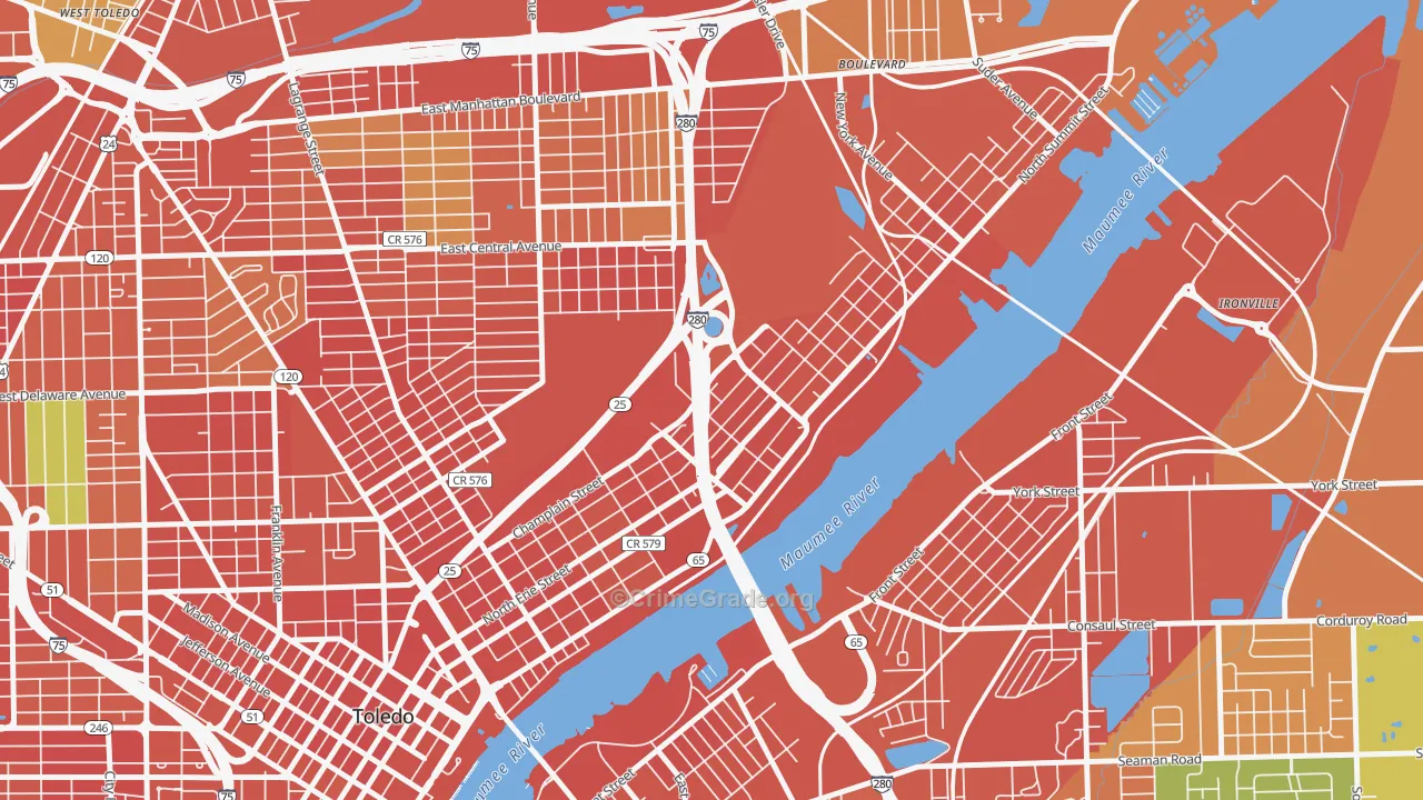 North River, Toledo, OH Map of Vandalism Rates