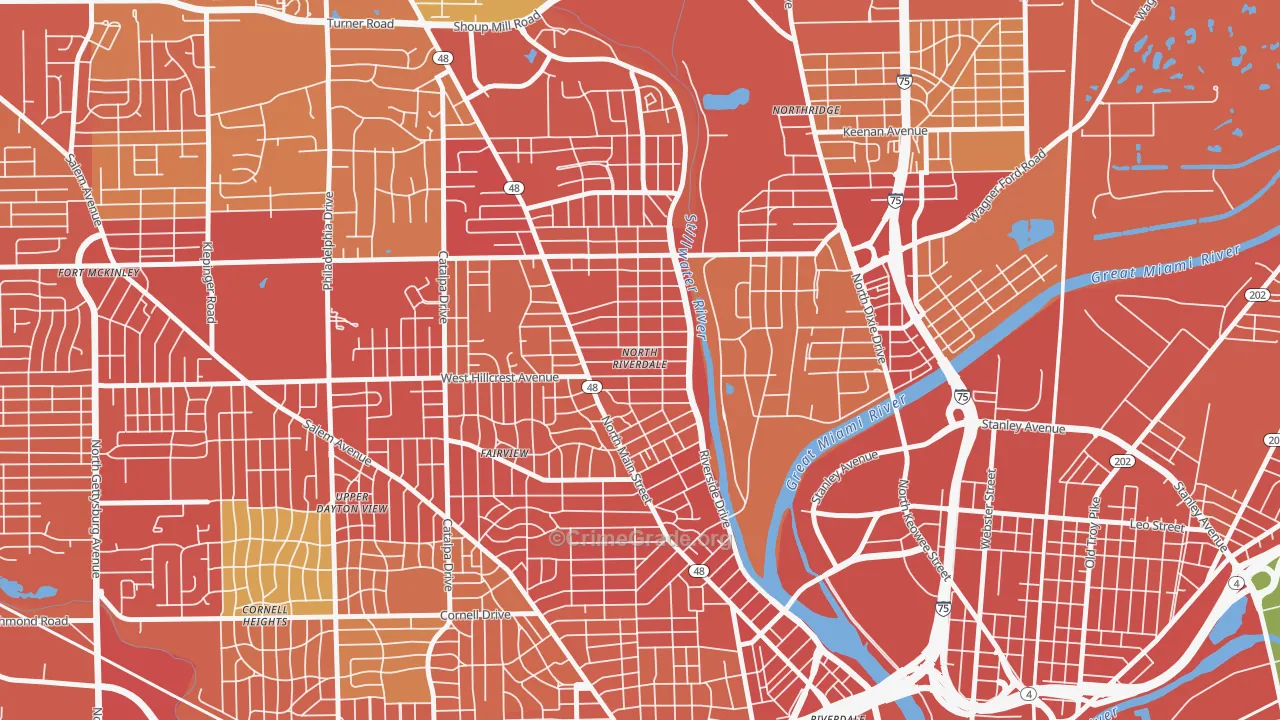 North Riverdale, Dayton, OH Map of Vandalism Rates