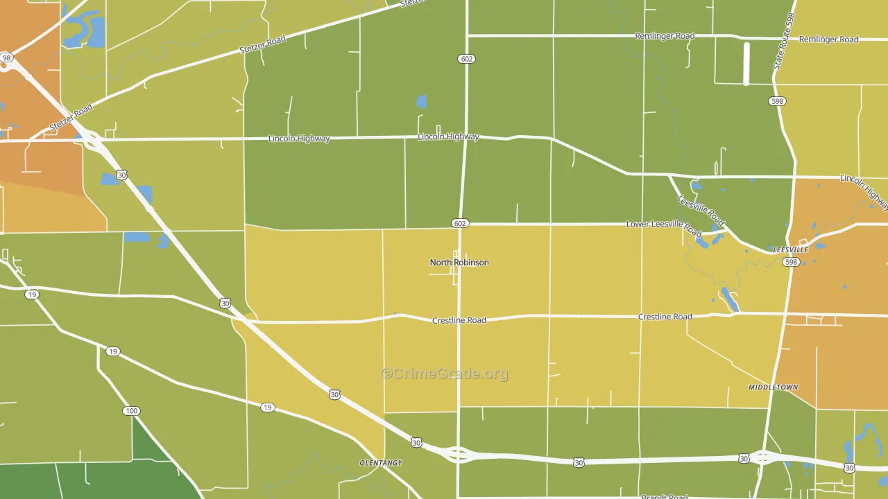 North Robinson, OH Map of Vandalism Rates