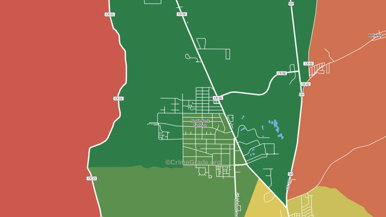 North Rock Springs, WY Map of Vandalism Rates