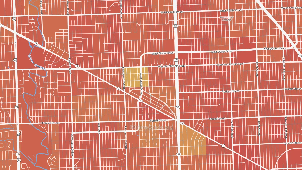 North Rosedale Park, Detroit, MI Map of Vandalism Rates