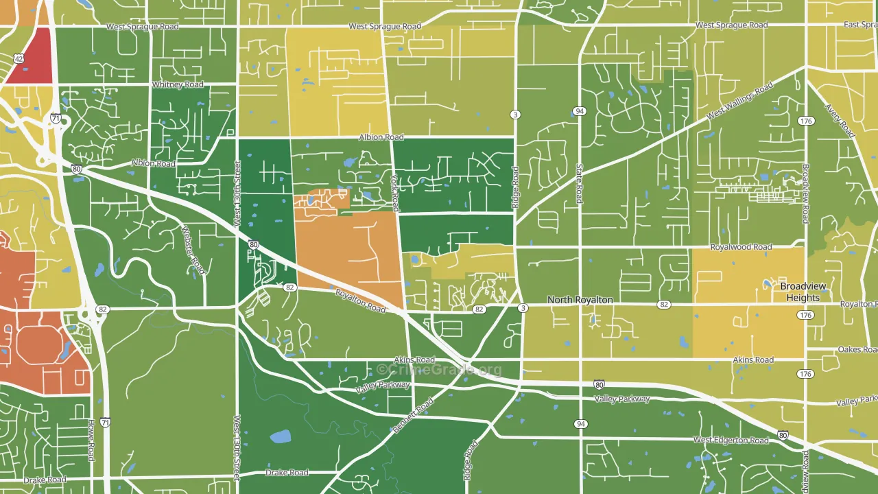 North Royalton, OH Map of Vandalism Rates
