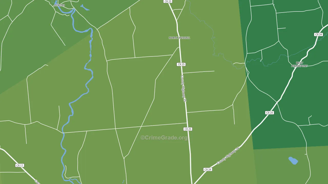 North Russell, NY Map of Vandalism Rates
