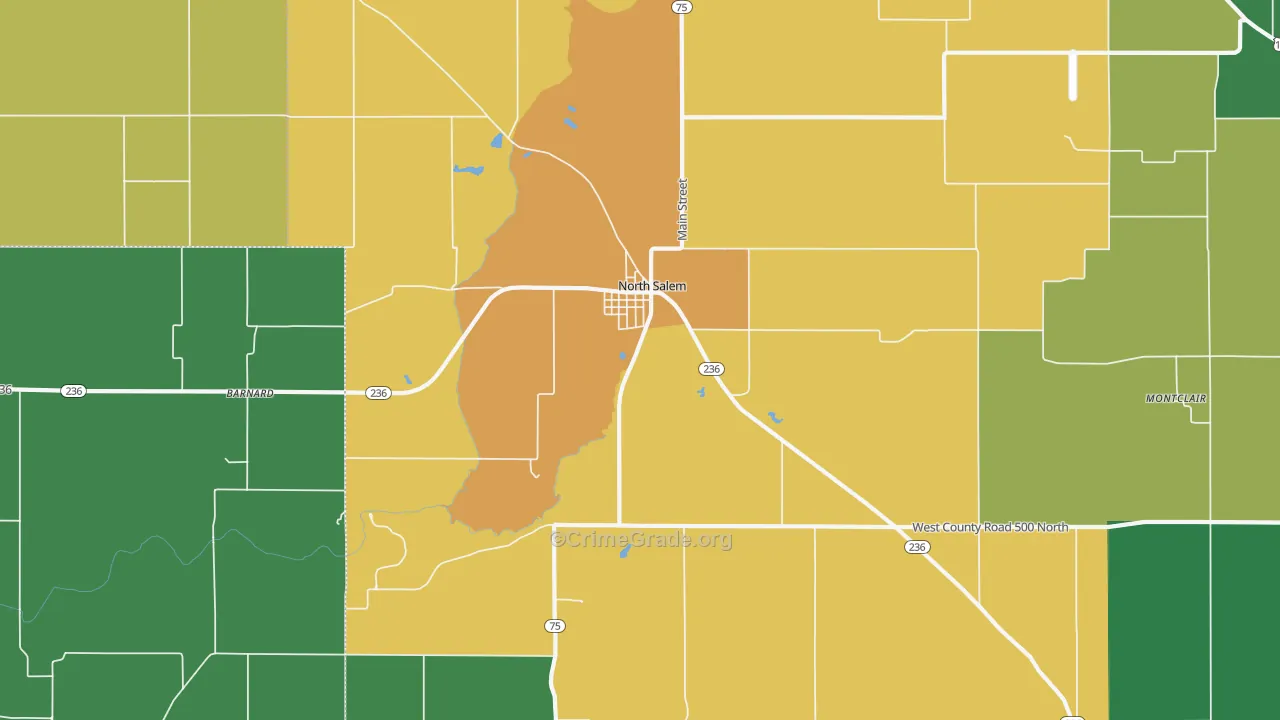 North Salem, IN Map of Vandalism Rates