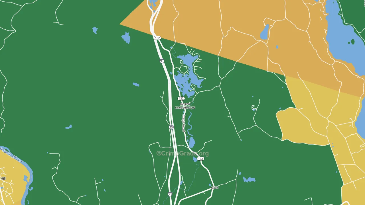 North Sanbornton, NH Map of Vandalism Rates