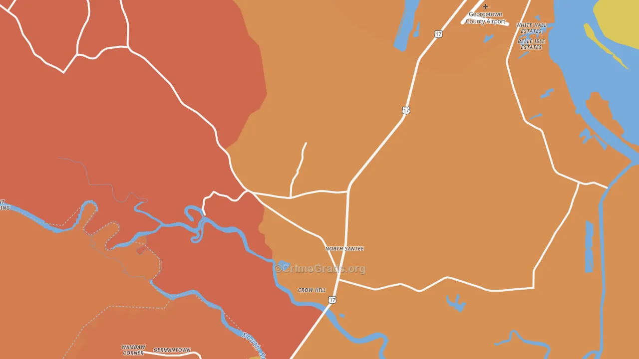 North Santee, SC Map of Vandalism Rates