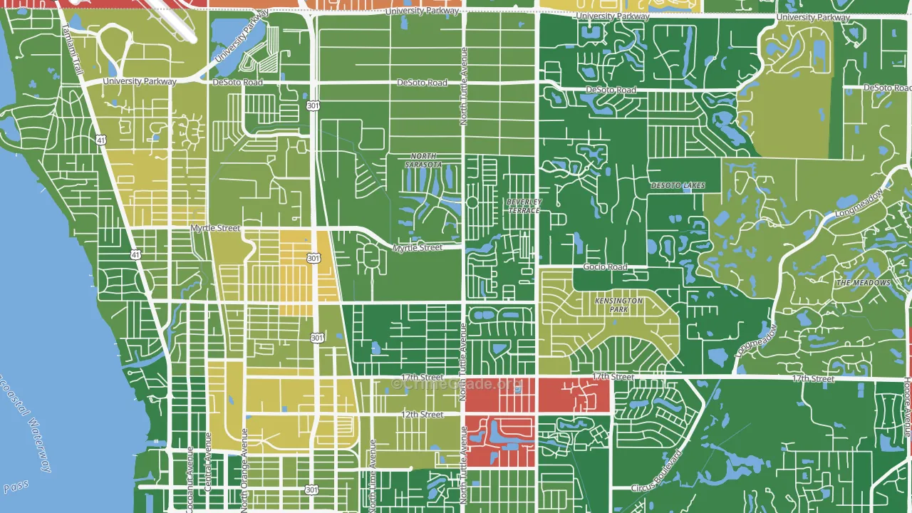 North Sarasota, FL Map of Vandalism Rates