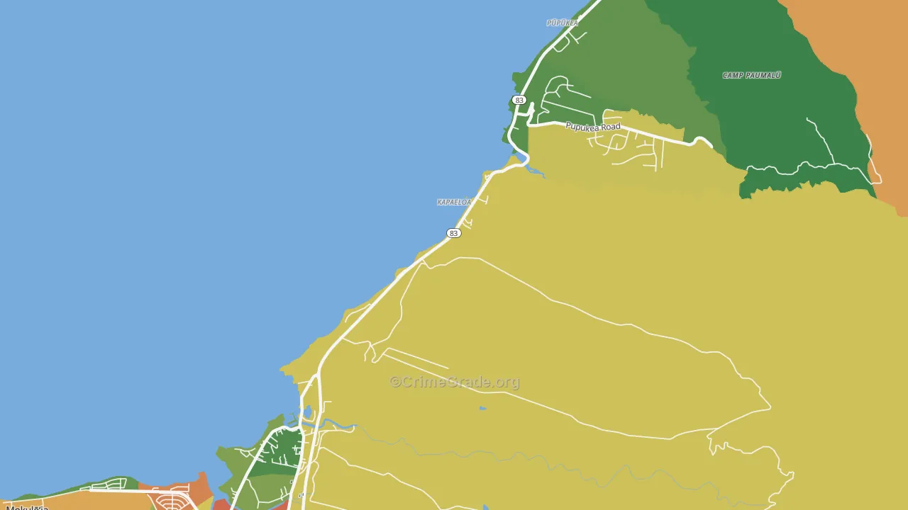 North Shore, Haleiwa, HI Map of Vandalism Rates
