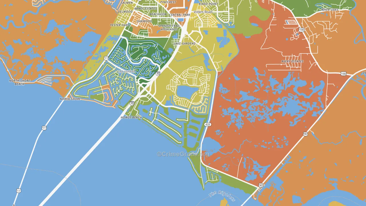 North Shore, LA Map of Vandalism Rates