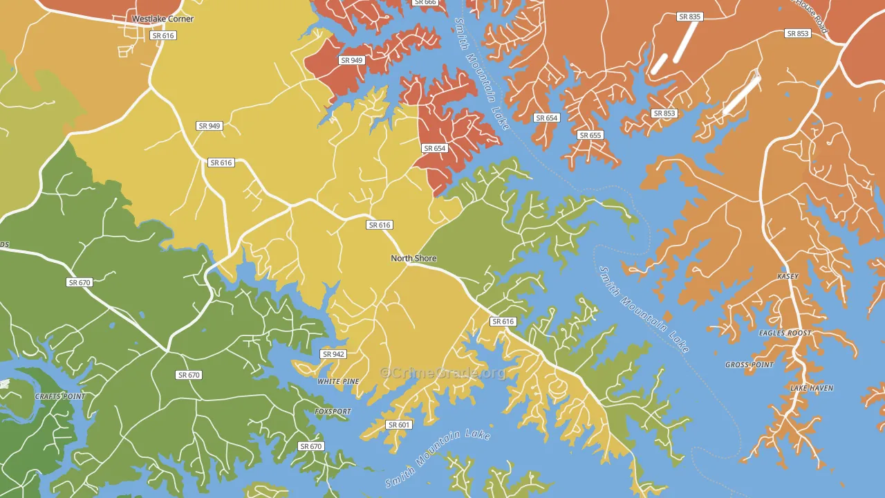 North Shore, VA Map of Vandalism Rates