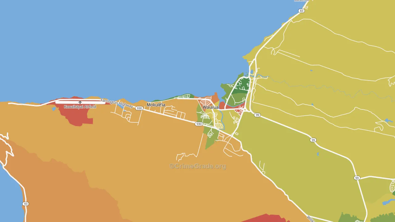 North Shore Waialua, Waialua, HI Map of Vandalism Rates