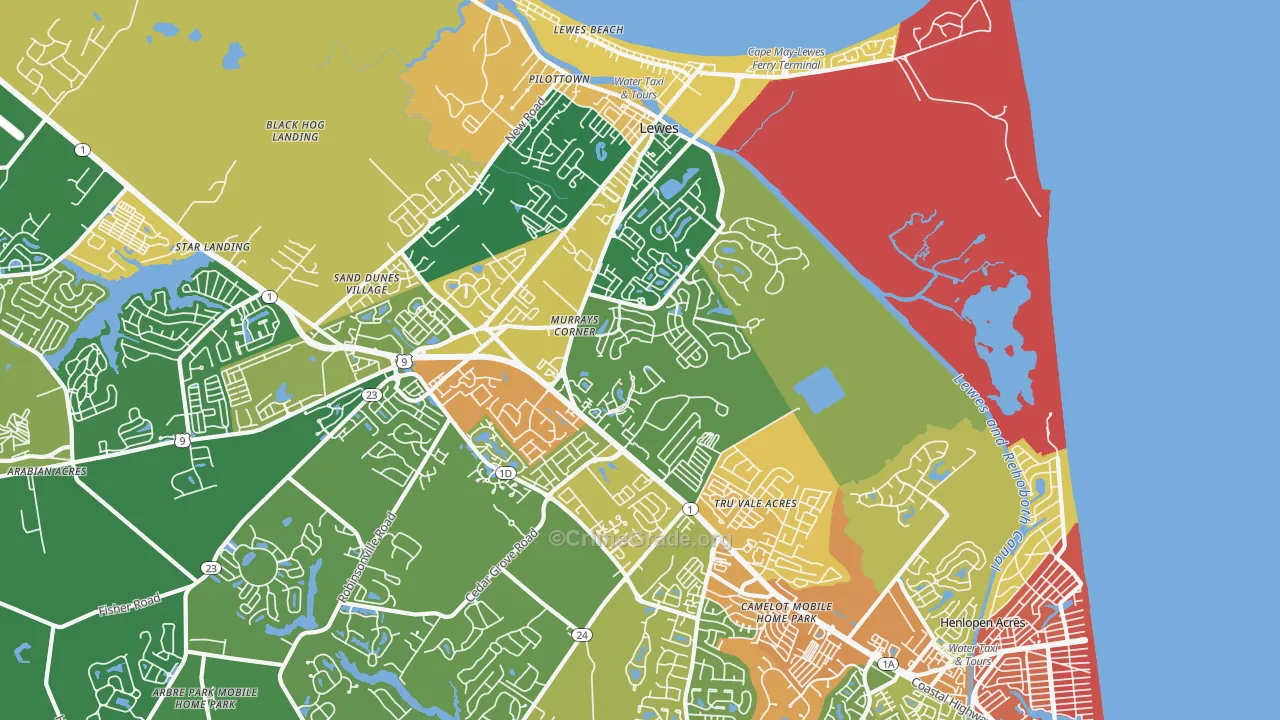 North Shores, DE Map of Vandalism Rates