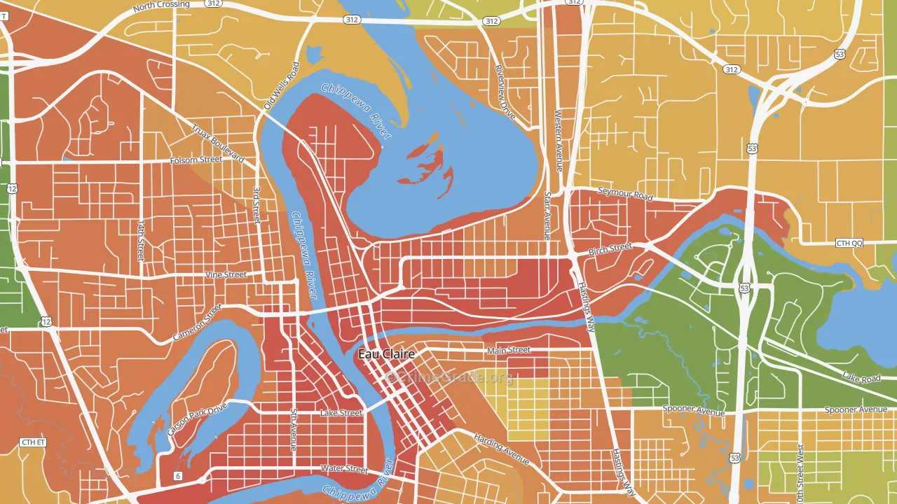 North Side Hill, Eau Claire, WI Map of Vandalism Rates