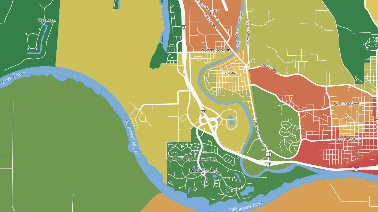 North Sioux City, SD Map of Vandalism Rates