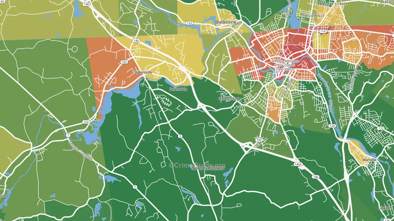 North Smithfield, RI Map of Vandalism Rates