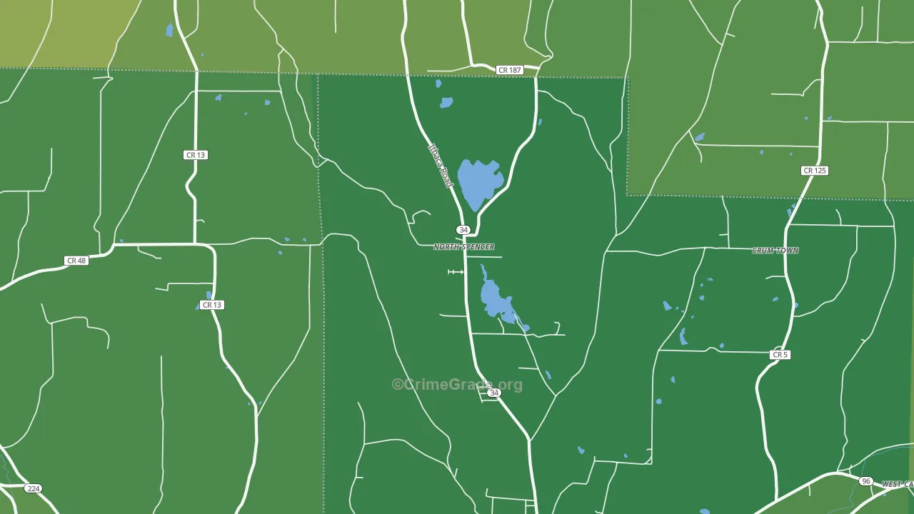 North Spencer, NY Map of Vandalism Rates