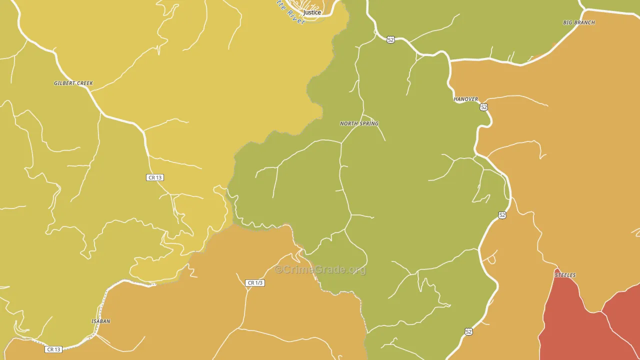 North Spring, WV Map of Vandalism Rates