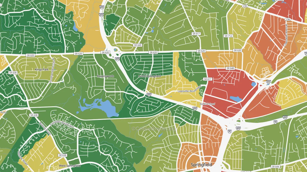 North Springfield, Springfield, VA Map of Vandalism Rates