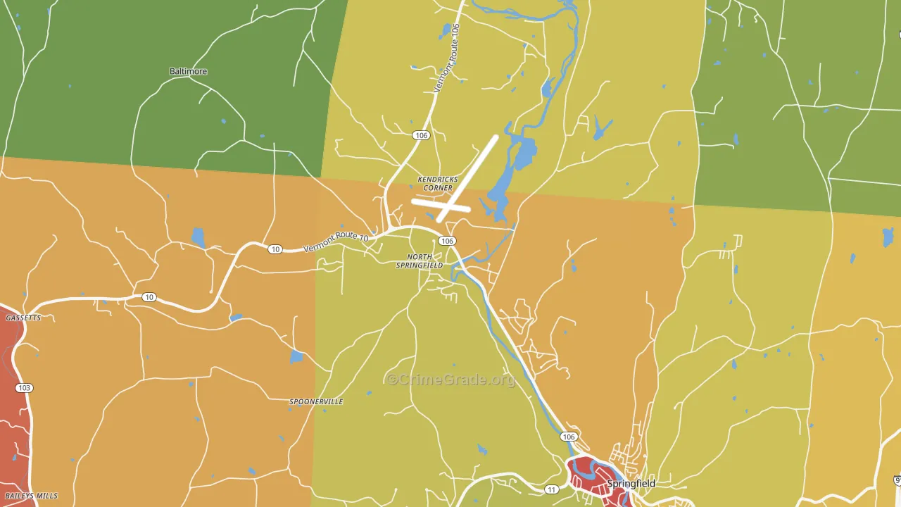North Springfield, VT Map of Vandalism Rates