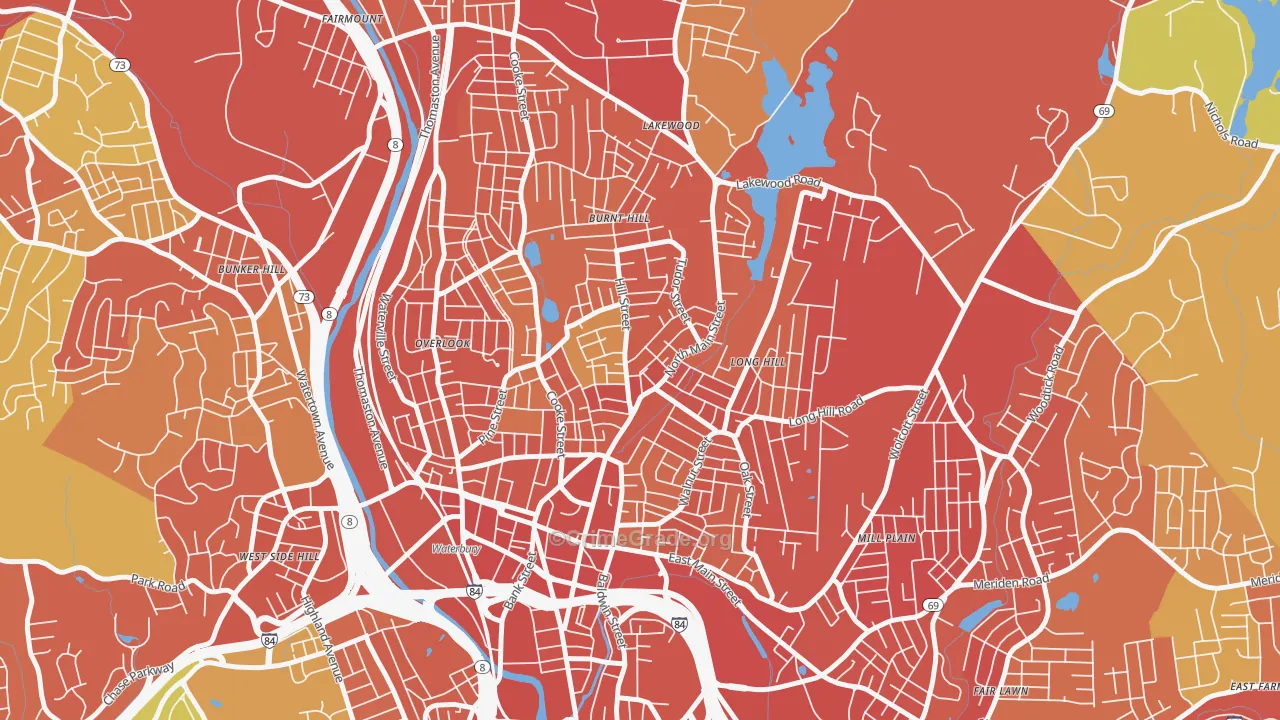 North Square, Waterbury, CT Map of Vandalism Rates
