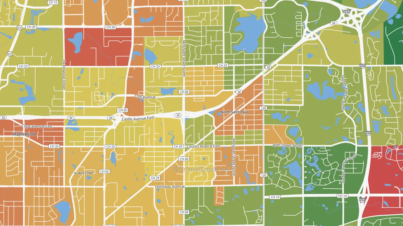 North St. Paul, MN Map of Vandalism Rates